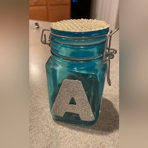 Alpha Delta Pi Glass Container with Clamp On Lid 6 3/4 “tall by 2 1/2 “wide